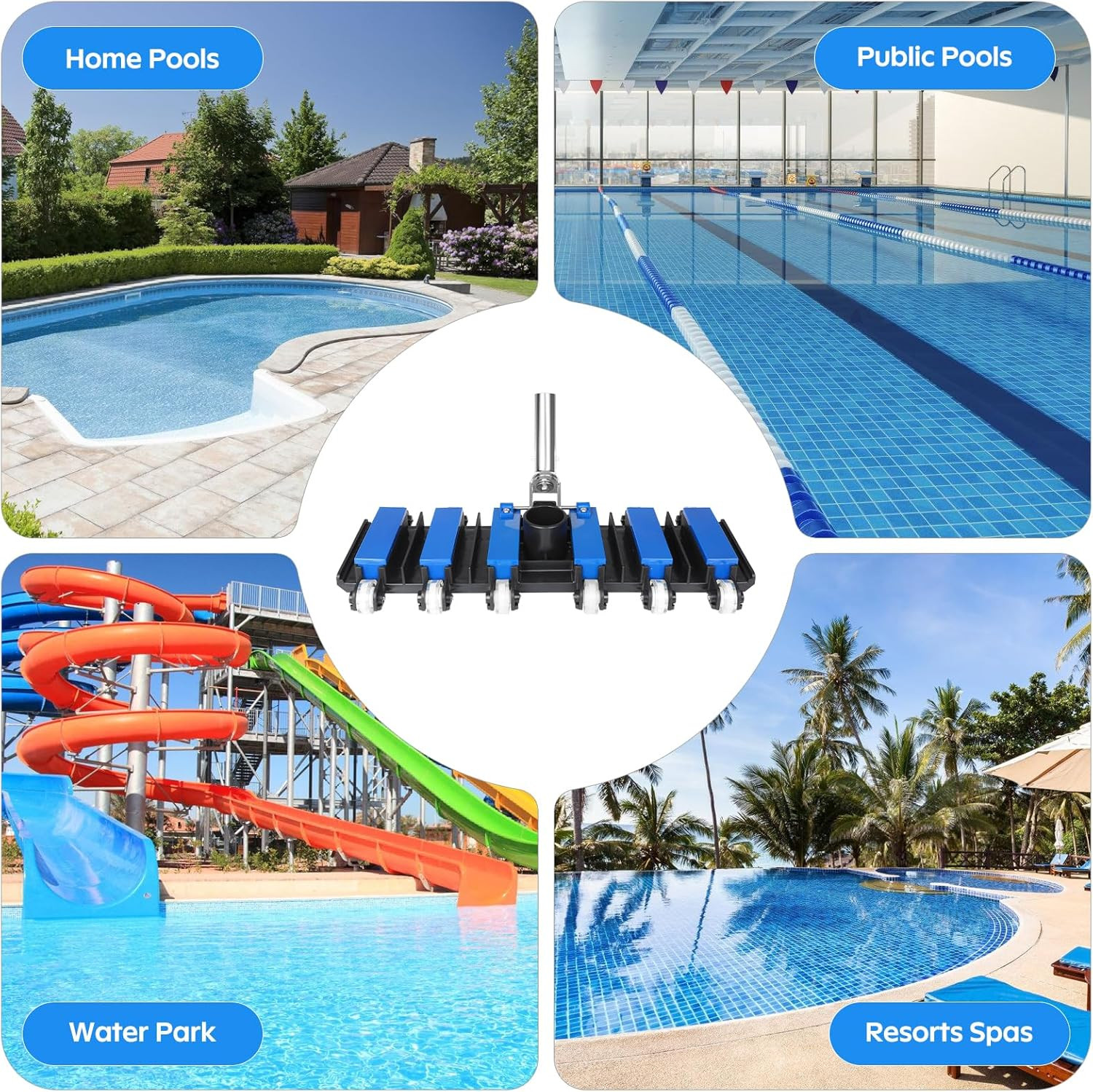 Swivel Brush Manual Pool Vacuum Head for Inground & Above Ground Pools