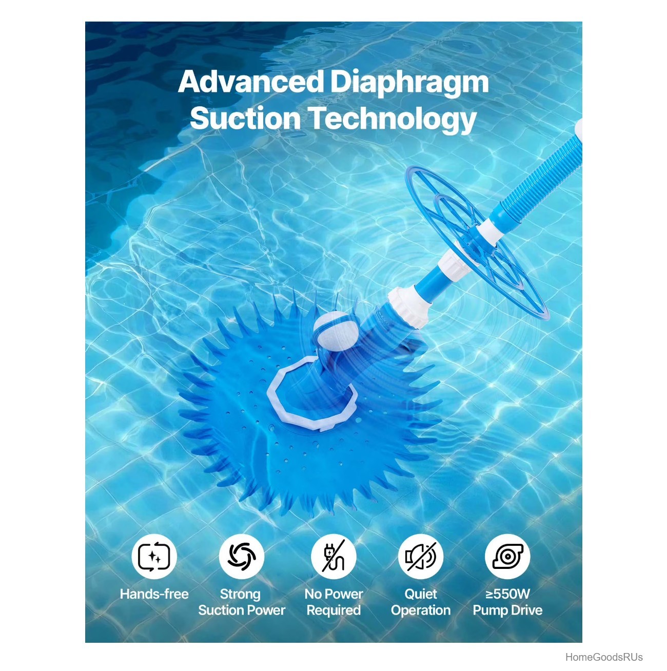 Automatic Suction Pool Cleaner 12 Hoses 33ft In Ground Above Ground Up to 20×35