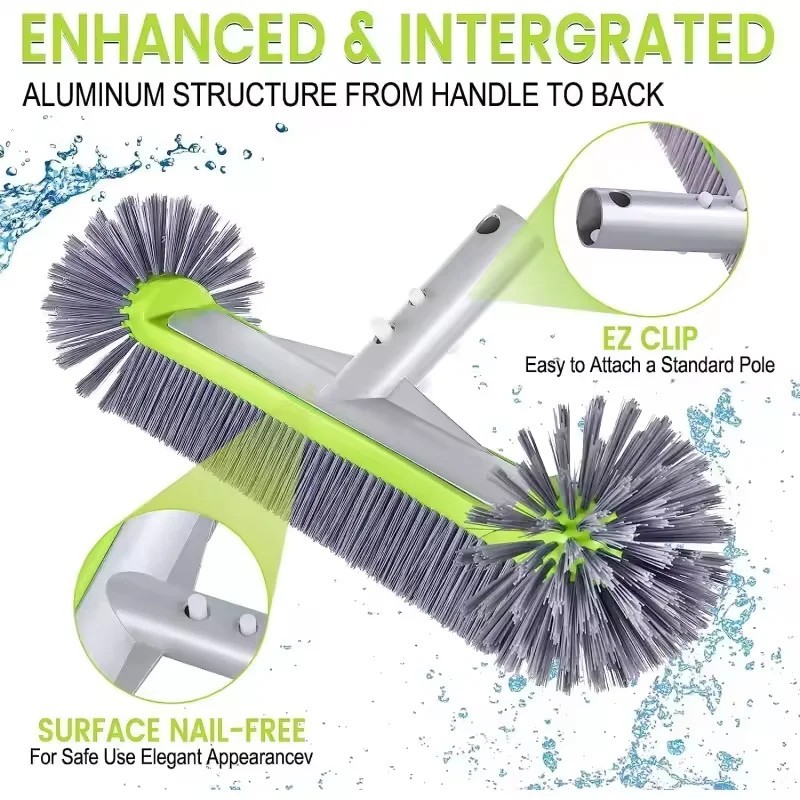17.5″ Heavy Duty Aluminum Pool Brush Head with 7 Rows Nylon Bristles for Pool Wa