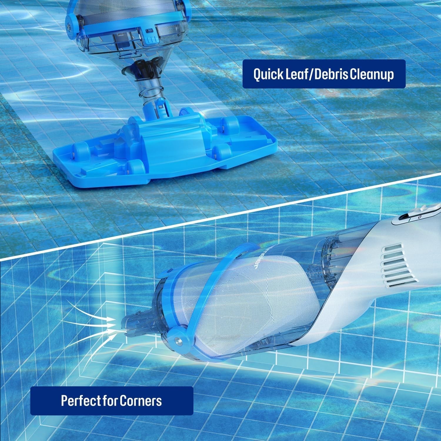 Rechargeable Pool Vacuum Handheld with Telescopic Pole for Inground Above Ground