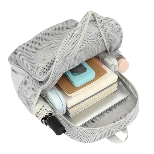 Mesh Bacpack Heavy Duty for School, Lightweight See Through College Grey