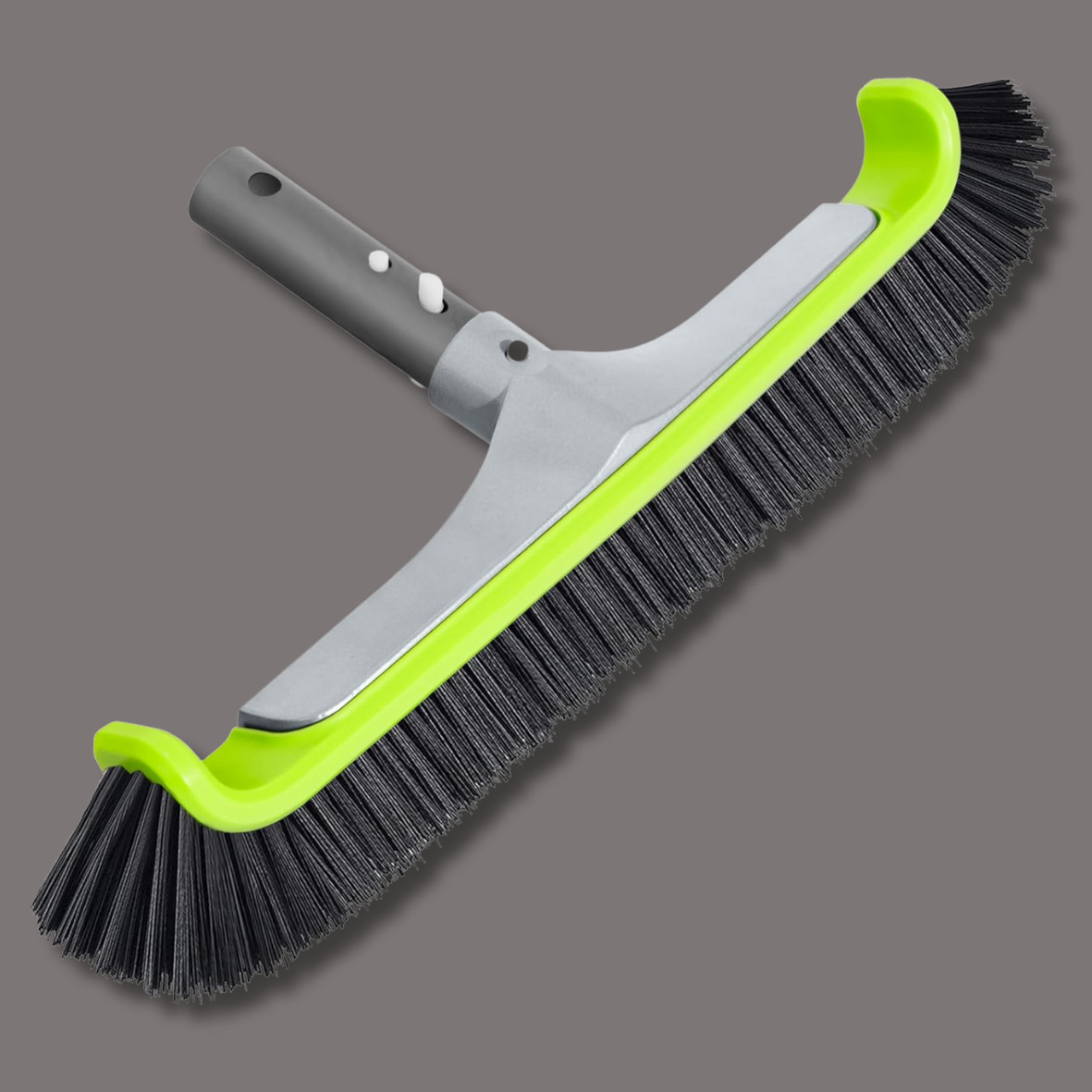18″ Pool Brush Head for Cleaning Swimming Walls, Curved Ends Scrub Brush Black