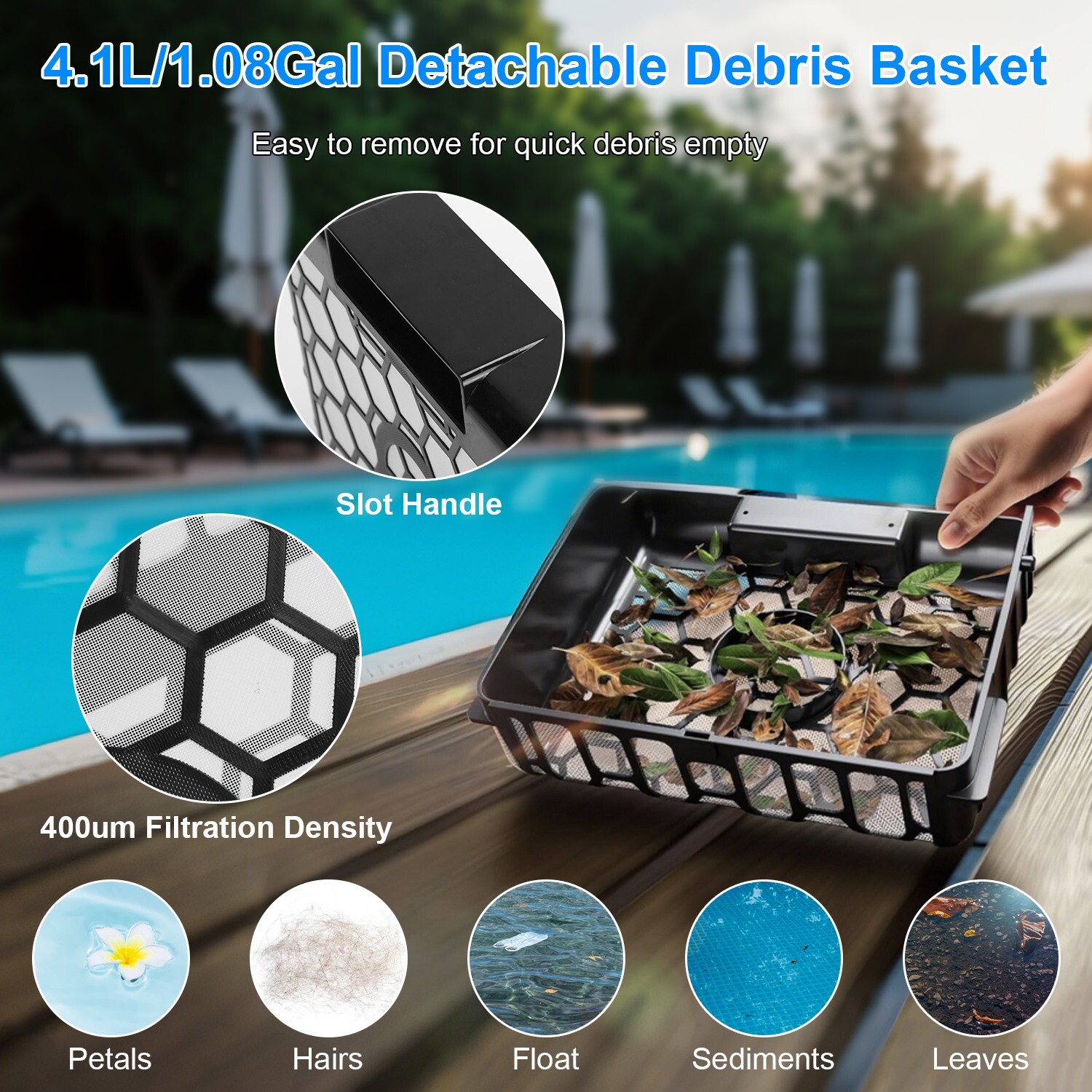 Auto Solar Powered Pool Skimmer in Stylish Design w/ 2 Cleaning Mode&APP Control