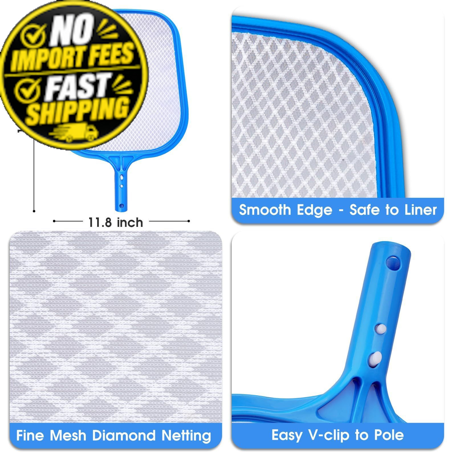3-in-1 TidyMister Pool Cleaning Kit – 18” Set(without pole), Blue