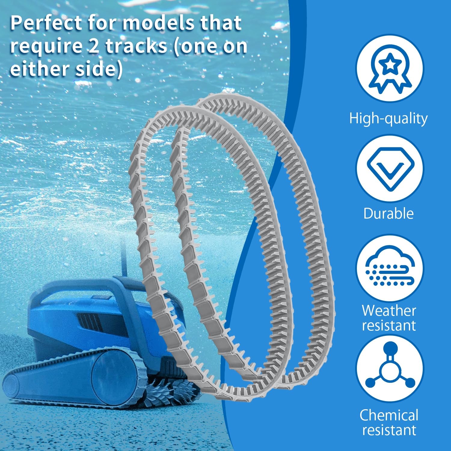 deawater Replacement Gray Tracks for Maytronics Dolphin Robotic Pool
