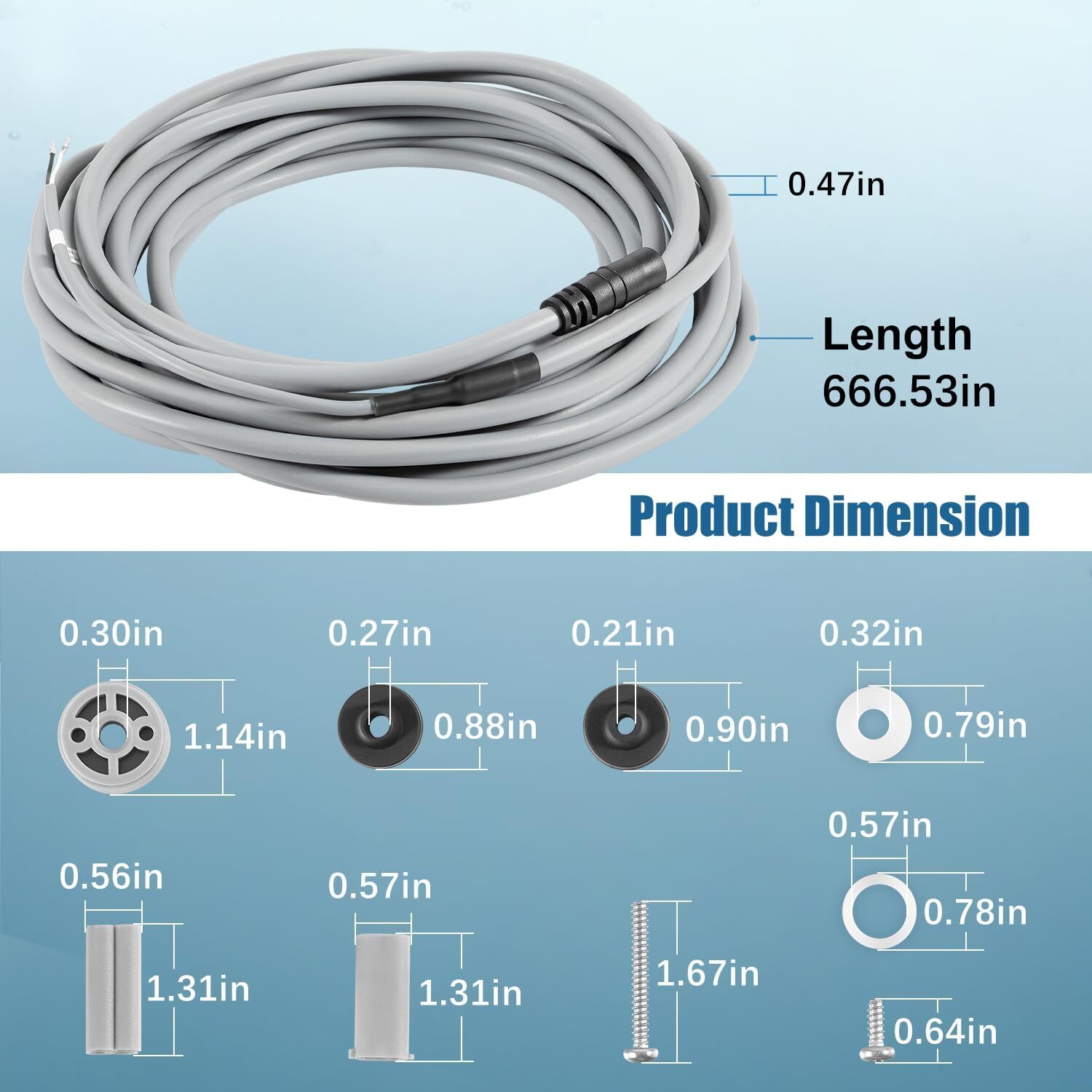55ft Floating Power Cord RCX50061 for Tigershark Tiger shark QC Robotic Cleaner