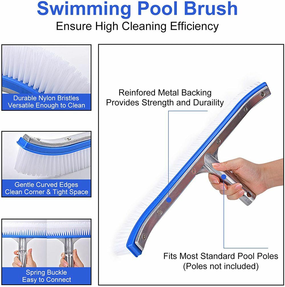 Heavy Duty 18″ Strong Aluminium Swimming Pool Wall Tiles & Floors Cleaning Brush