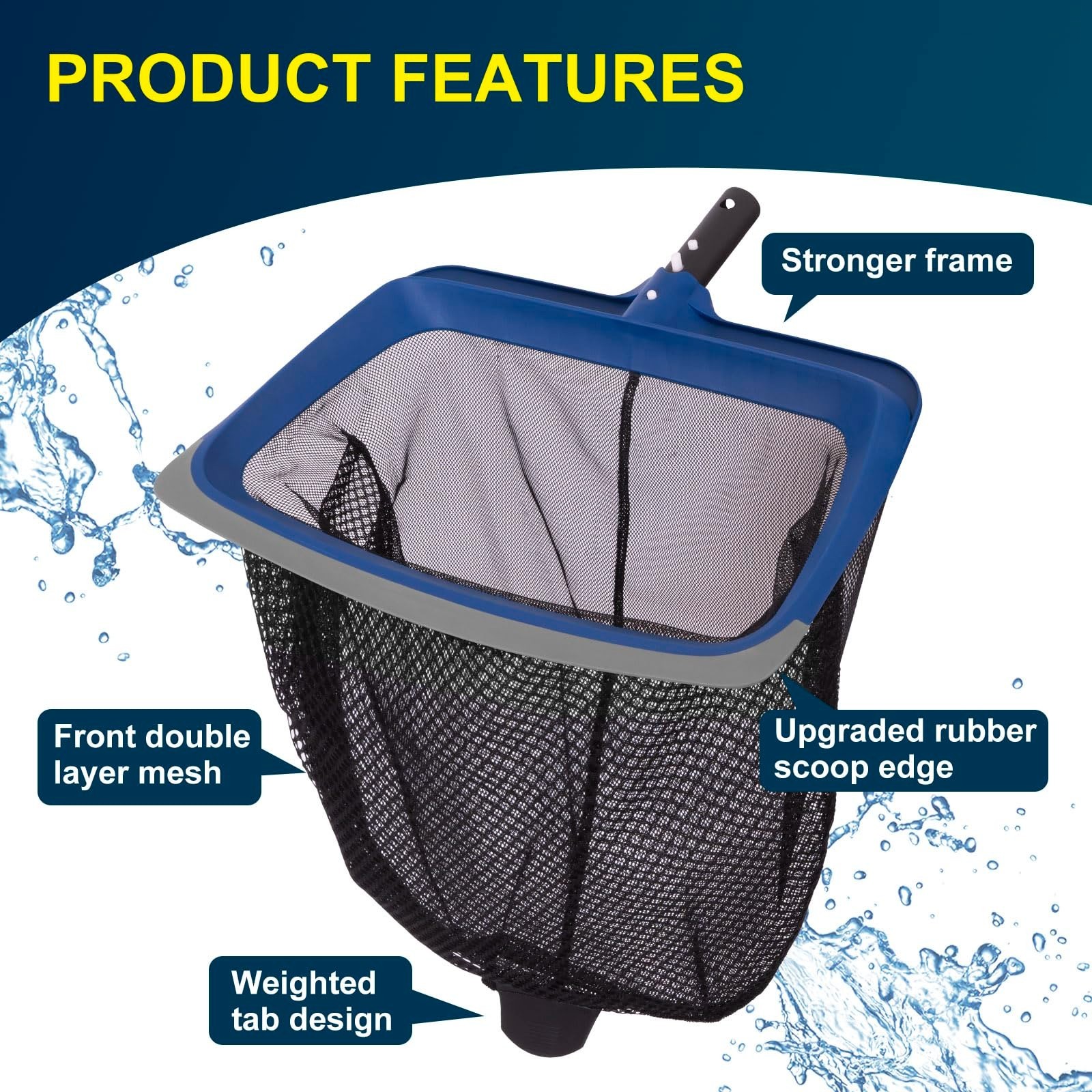 Deluxe Pool Cleaning Kit – Skimmer Net, 17.5″ Brush & Rotatable Scrub Brush, Hea