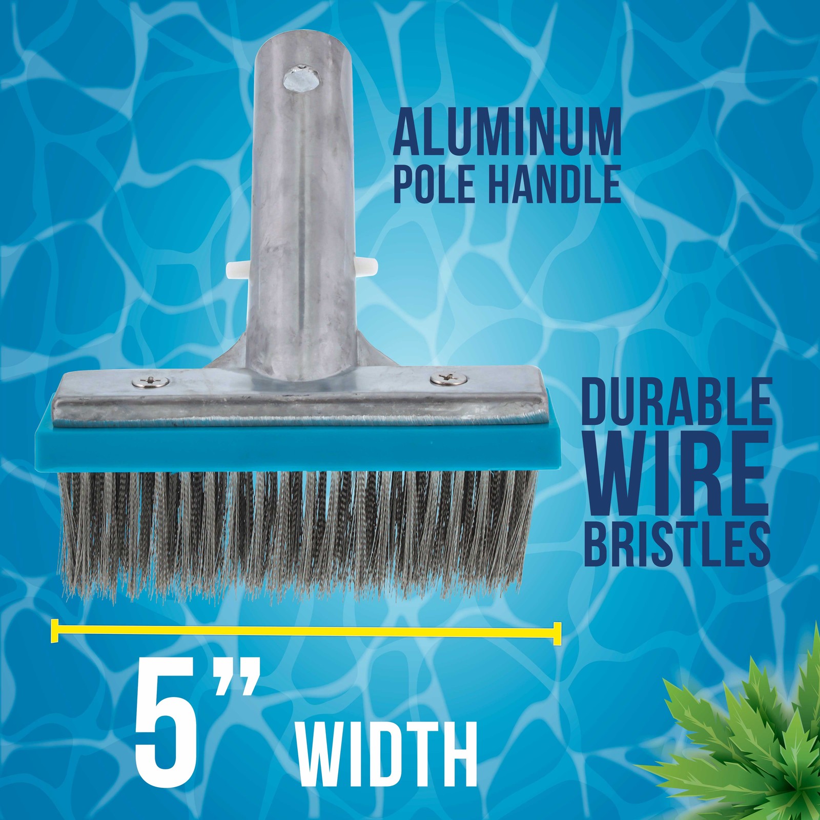 5″ Stainless Steel Wire Bristle Pool Brush, Clean Concrete Rust, Tile Calcium