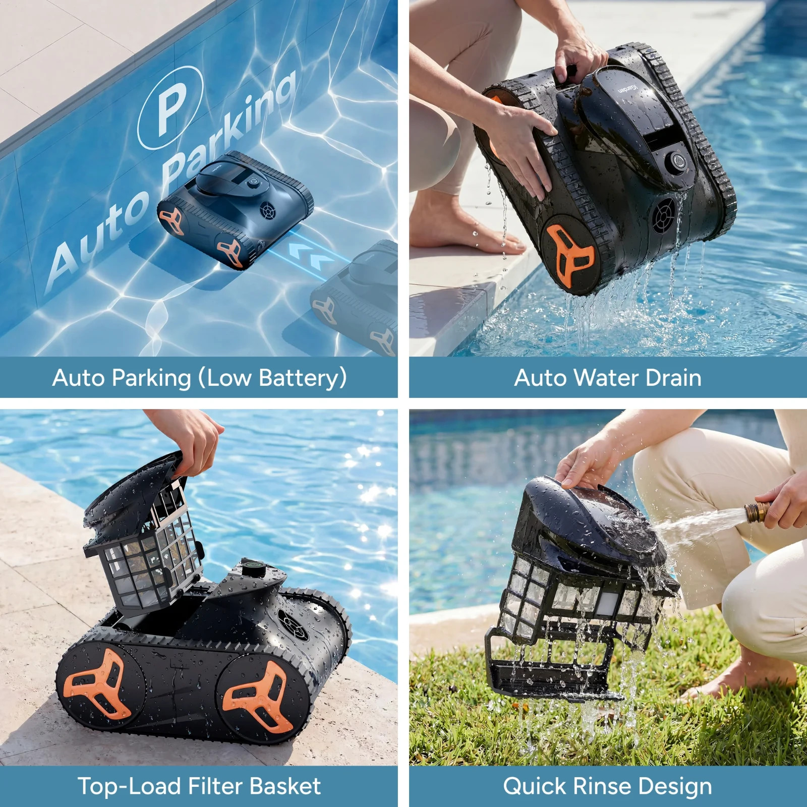 iGarden KN40 4H Runtime Robotic Pool Cleaner Pool Vacuum Clean For Inground