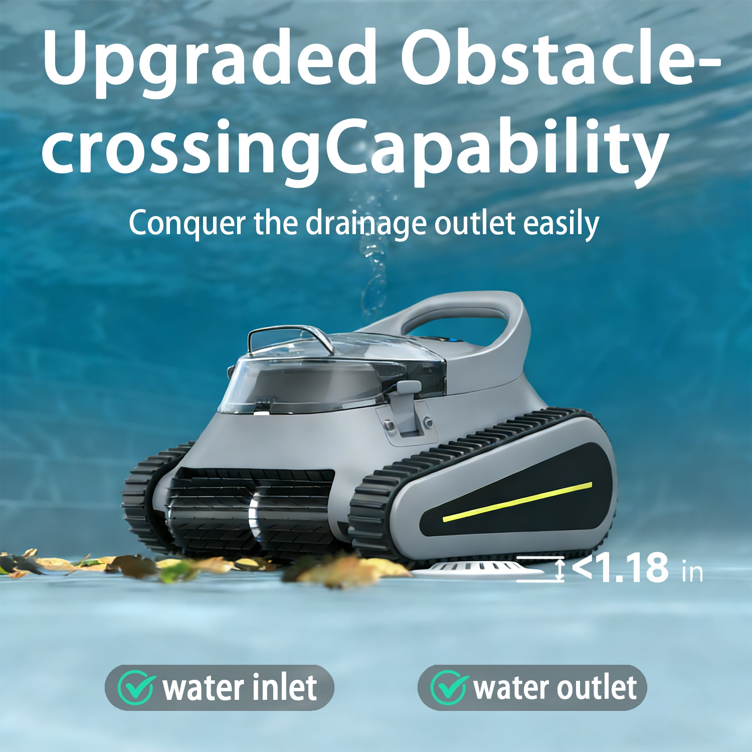 Cordless Robotic Pool Vacuum,Pool Cleaning Robot with Wall Climbing Function,App