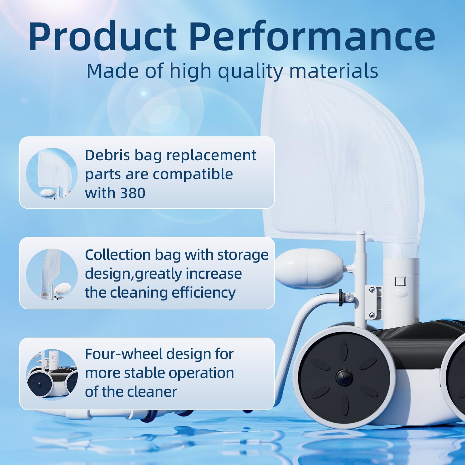 MAKHOON Upgrade Pool Pressure Side Sweeper – Professional White and Black