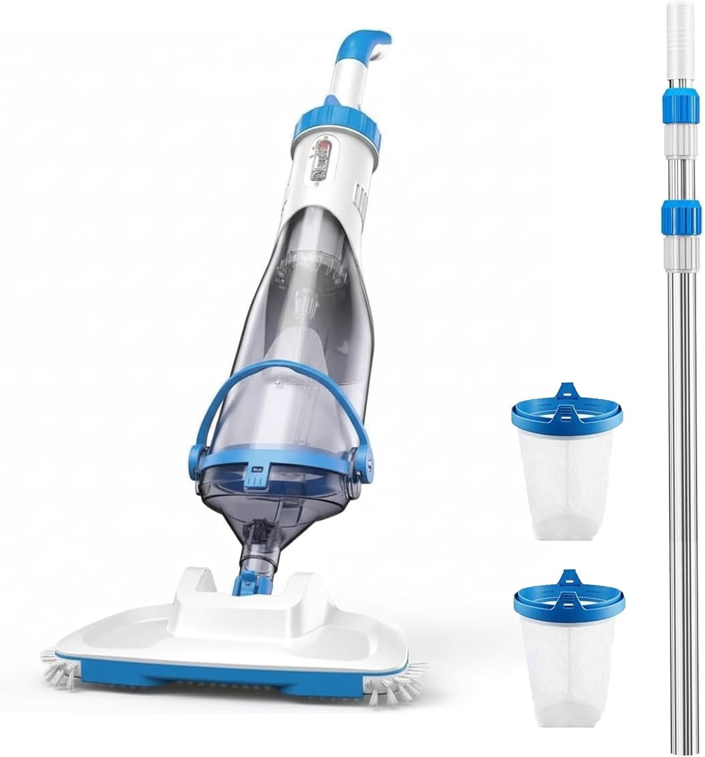 Pool Vacuum Rechargeable 18.5 GPM Suction, 13.4″ Head, 60-Min Runtime