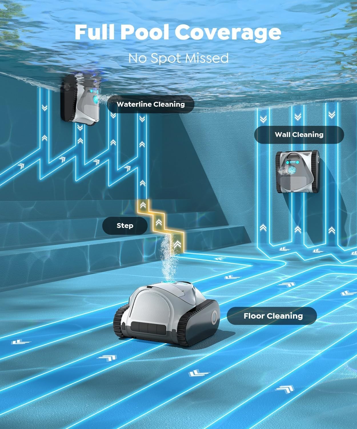 BRINBO C1 Cordless Robotic Pool Cleaner for Inground Pools – Off-White