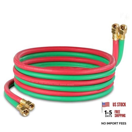 Oxy Acetylene Hose, 15 Foot x 1/4 Inch – B Fitting Twin Cutting Torch 15 Ft