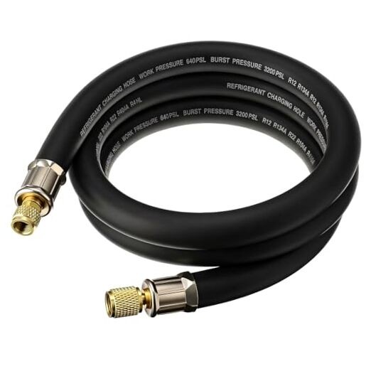 HVAC Refrigerant Charging Vacuum Hose, 6 ft, 800 Psi 3/8″ to 1/4″ Fittings