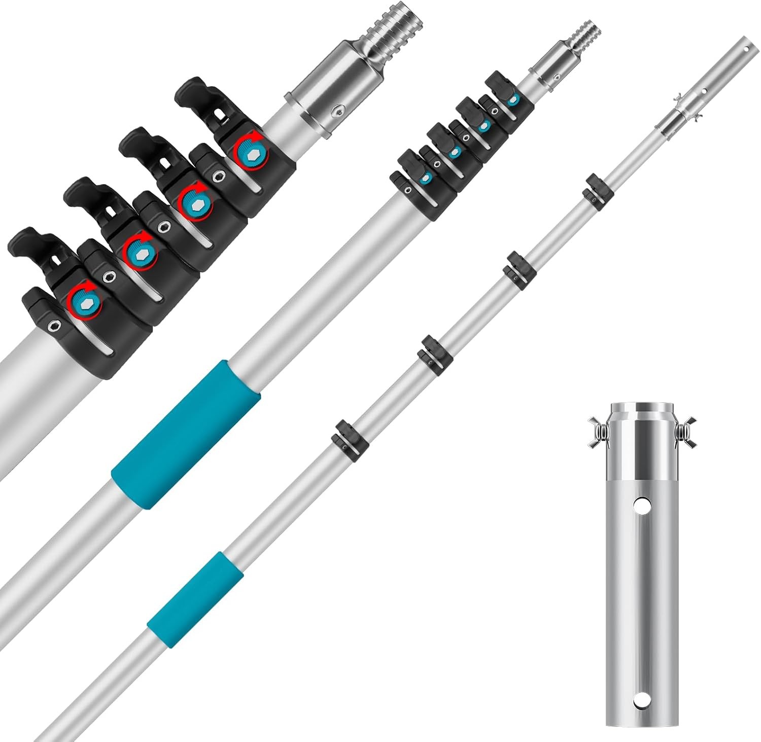 Pool Pole Telescopic 16FT Heavy Duty Aluminum Adjustable Clasp Lock