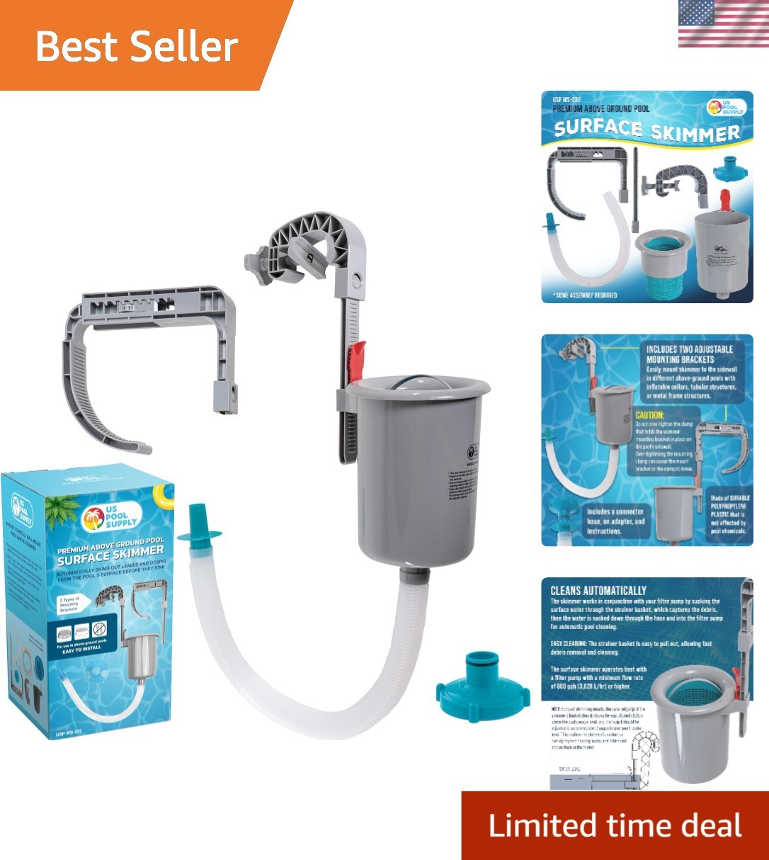Teal Floating Pool Skimmer – Effortless Above Ground Cleaning with Debris Basket