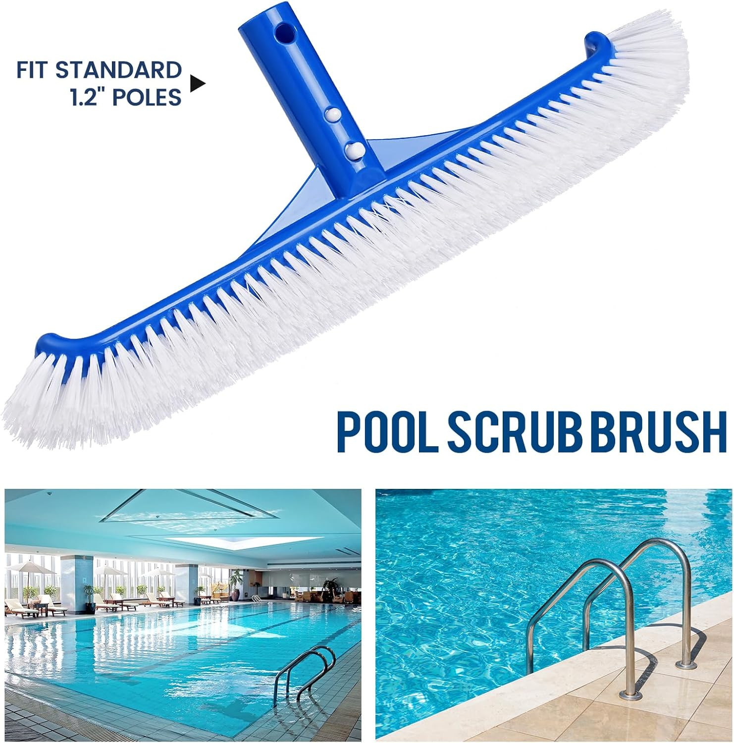 Pool Brush Head – 18″ Pool Brush for Cleaning Pool Walls, Premium Swimming Pool
