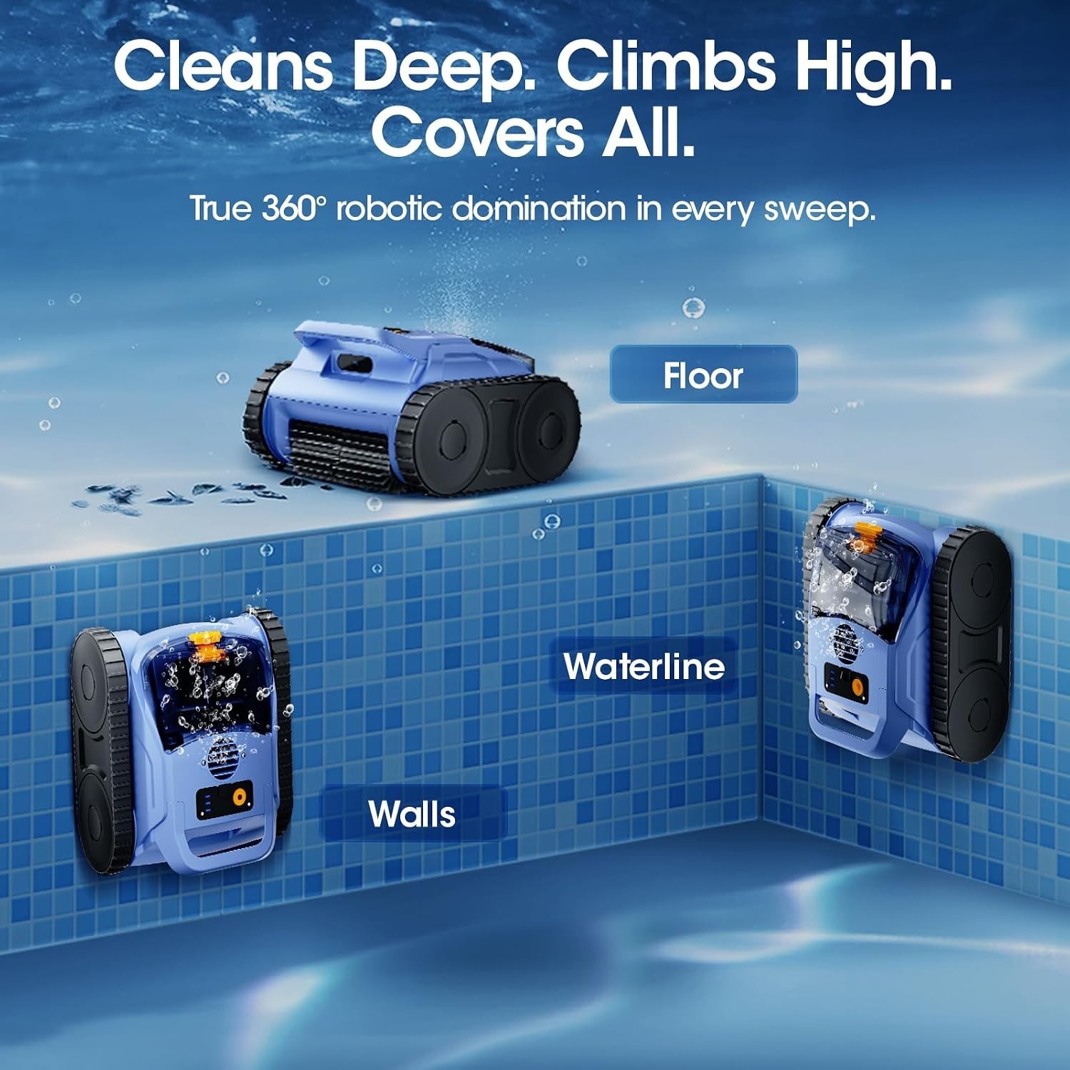 Dual 180W Brushless Cordless Pool Vacuum – Cleans Pools Up to 2,150 Sq. Ft.