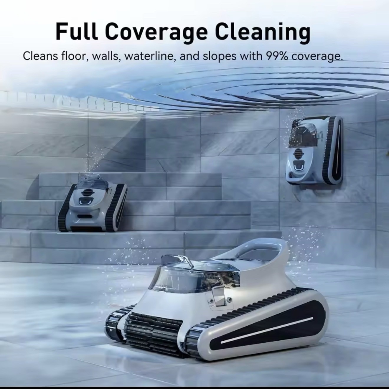 Seauto Cordless Robotic Pool Cleaner for All Pools, 180W Motor/Up to 2000 Sq. Ft