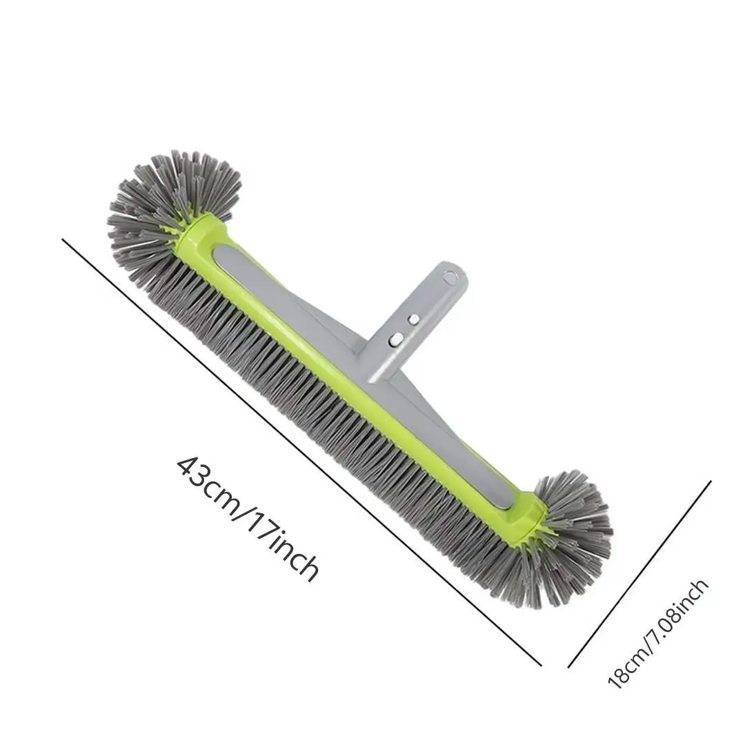 17.5″ Heavy Duty Aluminum Pool Brush Head with 7 Rows Nylon Bristles for Pool Wa
