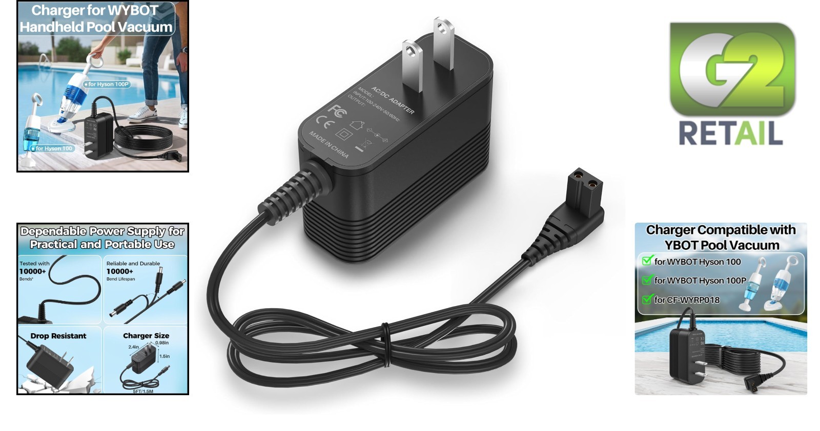 Rechargeable 12.6V AC to DC Charger for WYBOT Hyson 100 Handheld Vacuum
