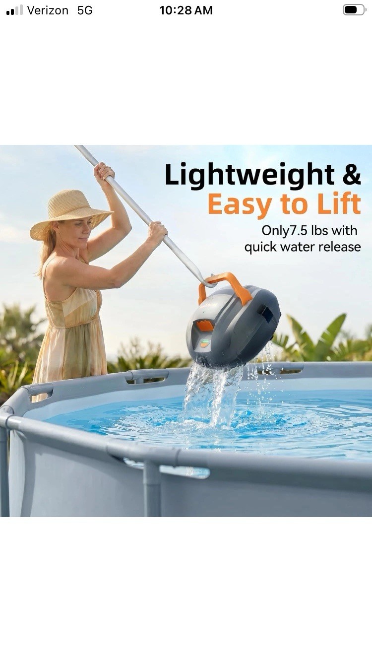 Powerful Cordless Robotic Automatic Pool Vacuum Cleaner for Above Ground Pools