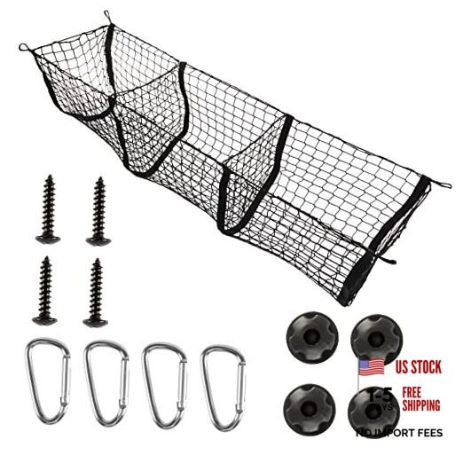 Heavy Duty Mesh Cargo Net by Amiss – 3 Pocket Trunk Bed Storage Organizer