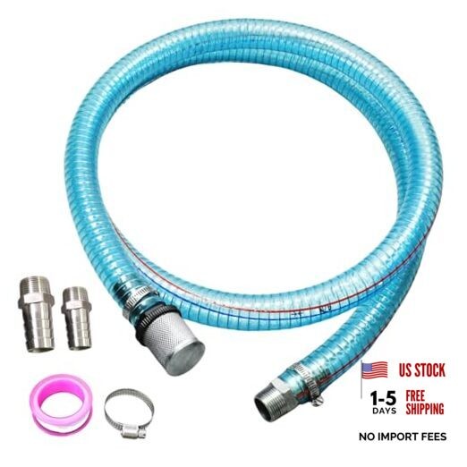Clear PVC Hose Kit – 6.5ft 304 Stainless – 1″ ID – 3/4″-1″x6FT