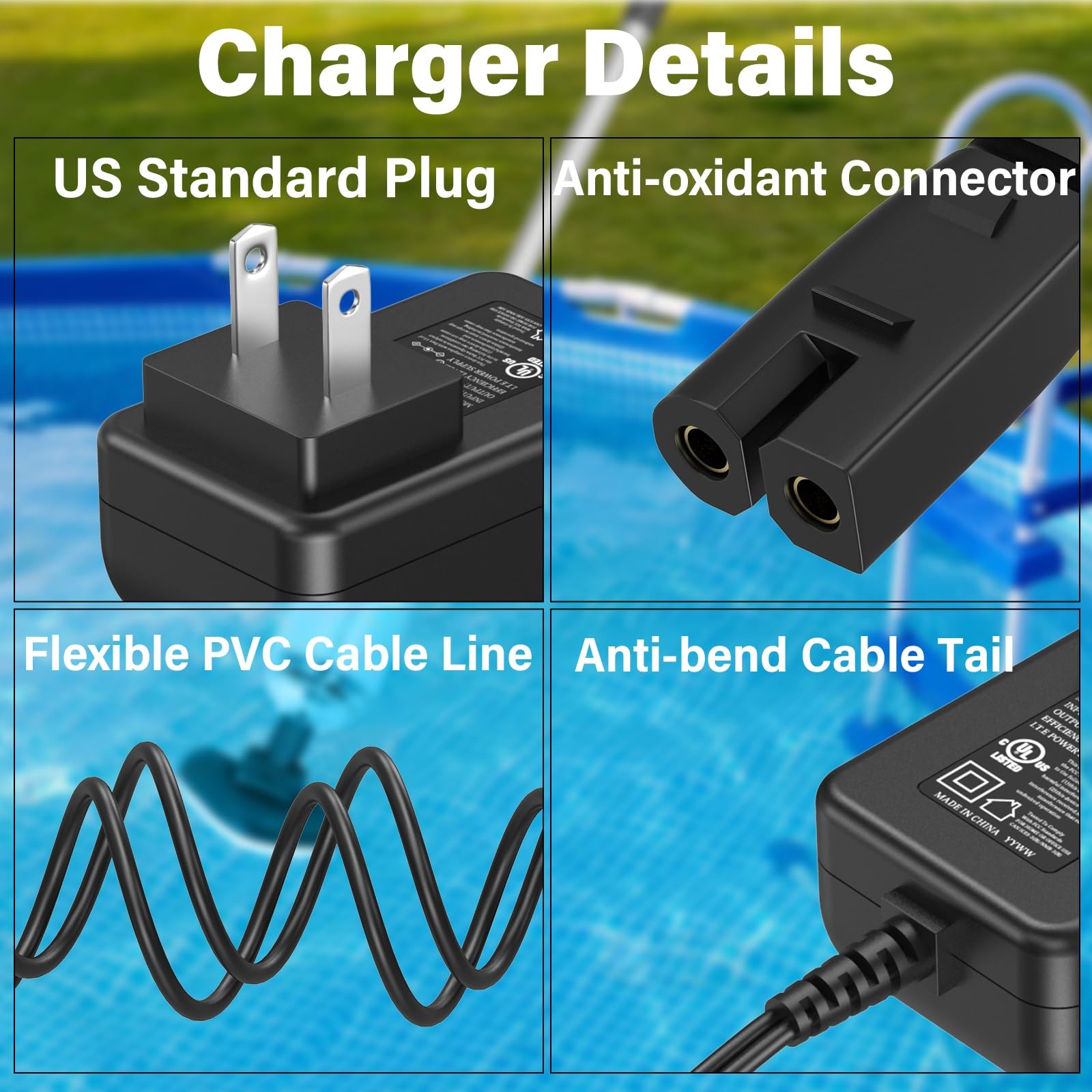 5V Pool Vacuum Cleaner Charger Fit for Intex Rechargeable Handheld Pool Vacuu…