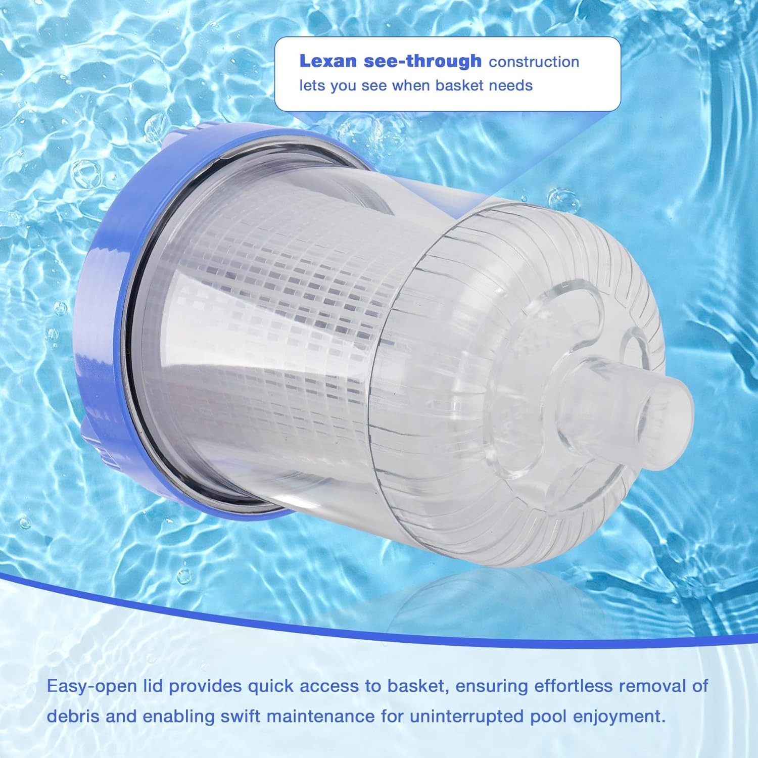 In-line Pool Leaf Catcher Canister w/Basket For Hayward W560 PoolVac Pool Vacuum