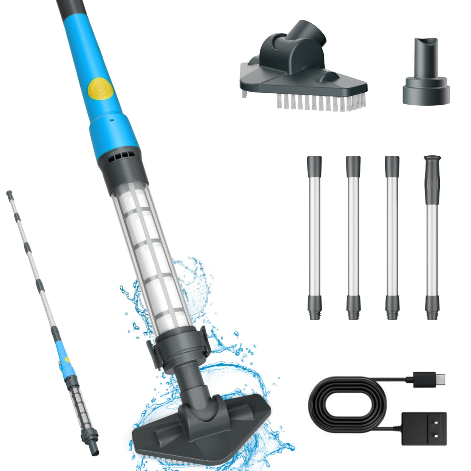 Mutaomay Rechargeable Cordless Pool Vacuum Handheld Cleaner with Extension Pole