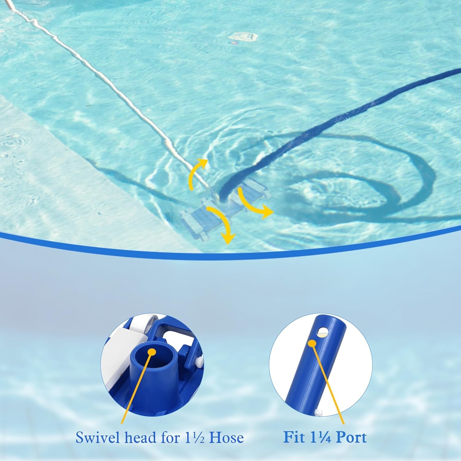 14in Pool Vacuum Head w/ Wheels Heavy Duty Flexible Swivel Cleaner