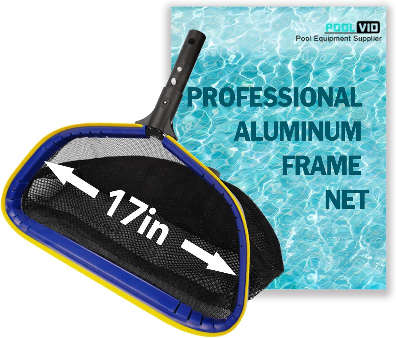 Pool Deep Skimmer Net With 3Ft 10Ft 1.0Mm Thick Adjustable Aluminum Pole & Fine