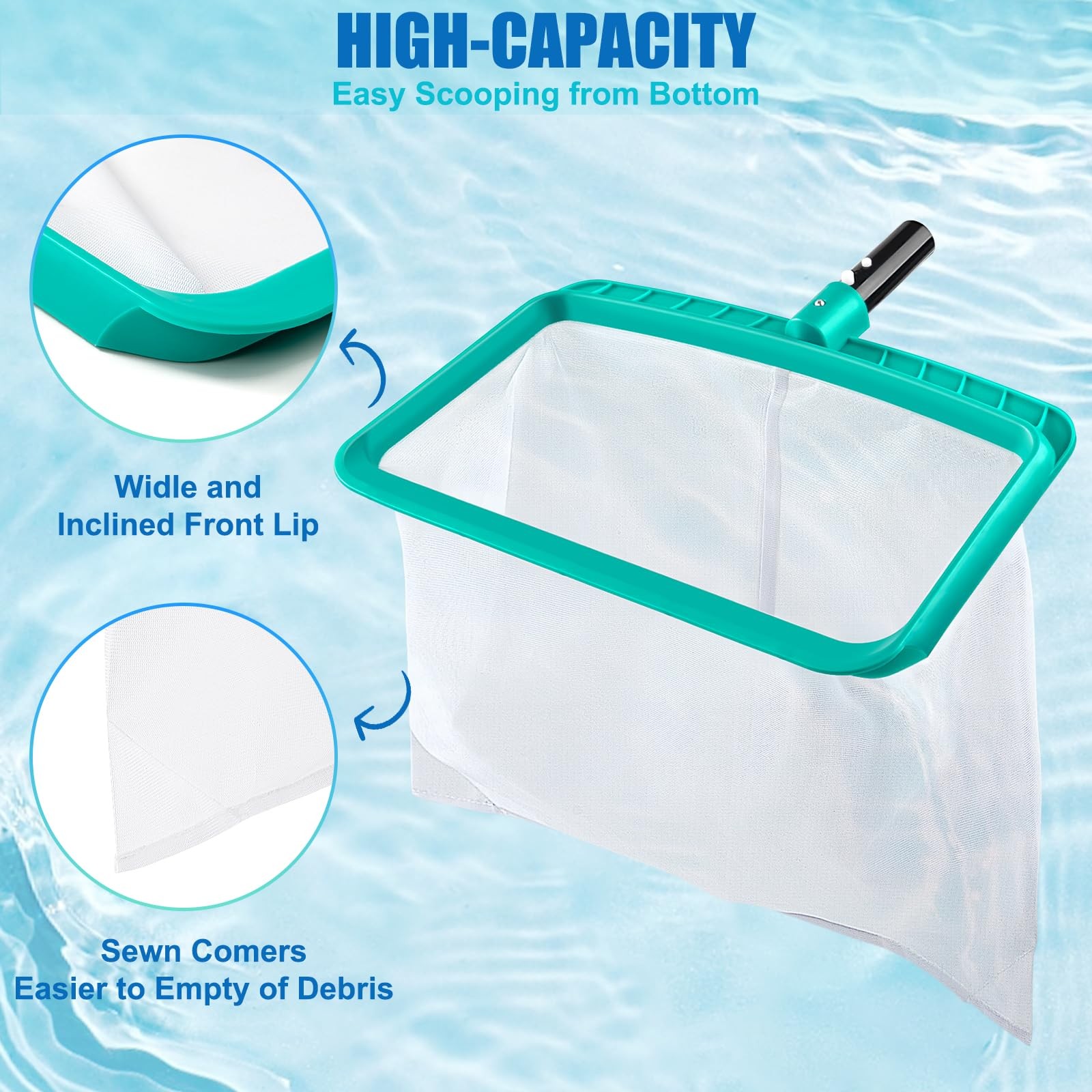 Heavy Duty Cleaning Swimming Pool Fine Mesh Pool Skimmer Leaves Rake Net Scooper