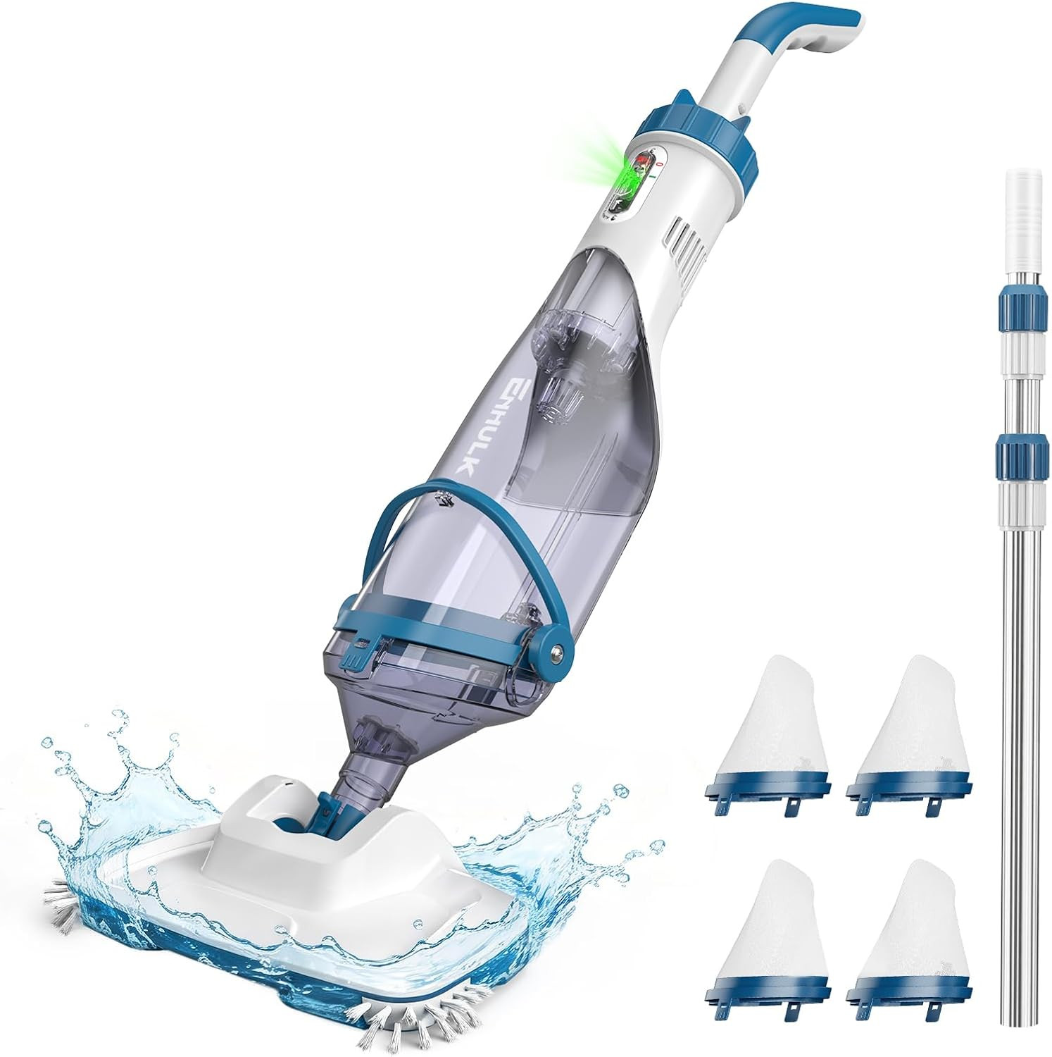 Pool Vacuum for above Ground Pool, Upgraded 13.4″ Wide Head & Telescopic Pole, 1