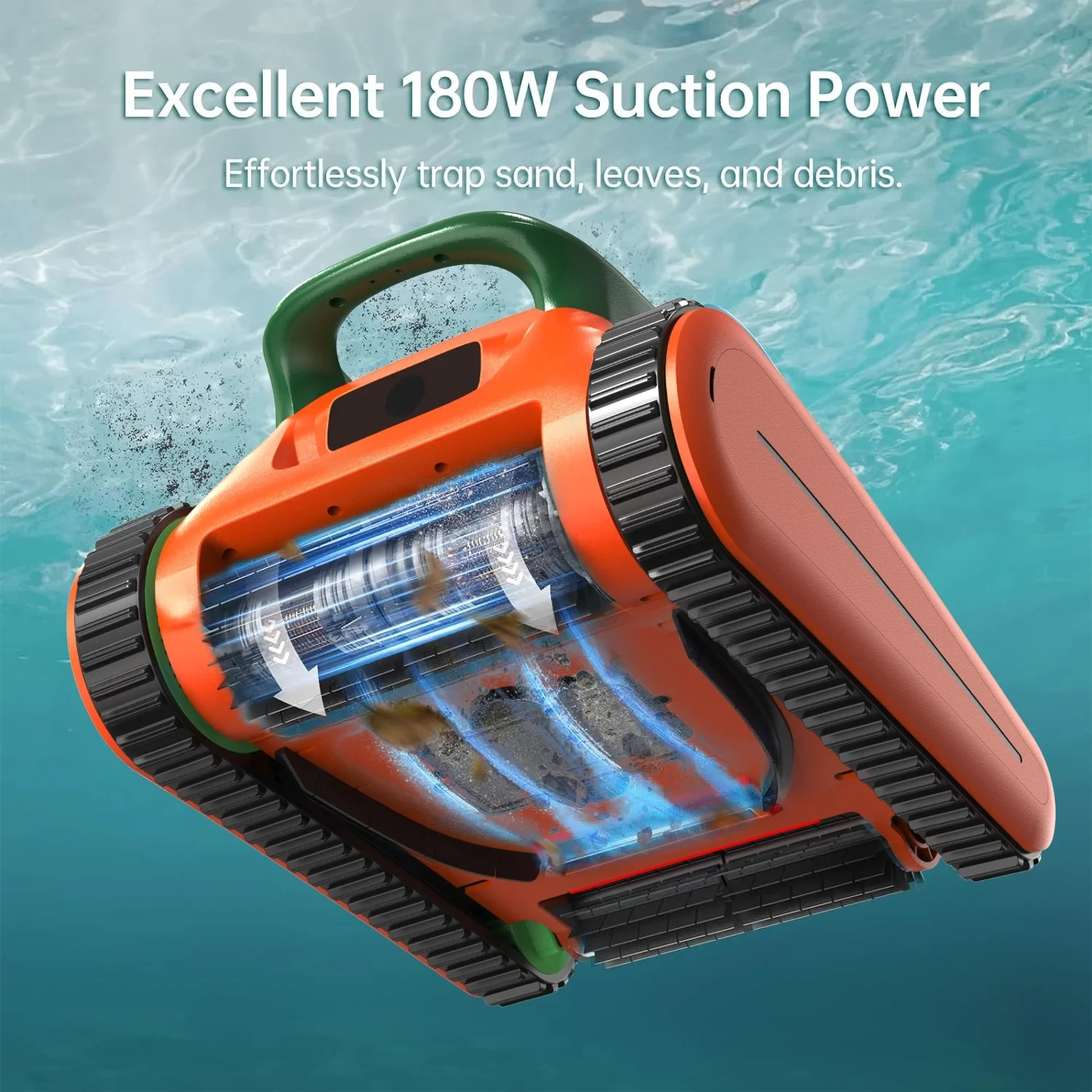 Seauto Cordless Robotic Pool Cleaner 45000Pa Sonar Navigation Wall Climbing APP