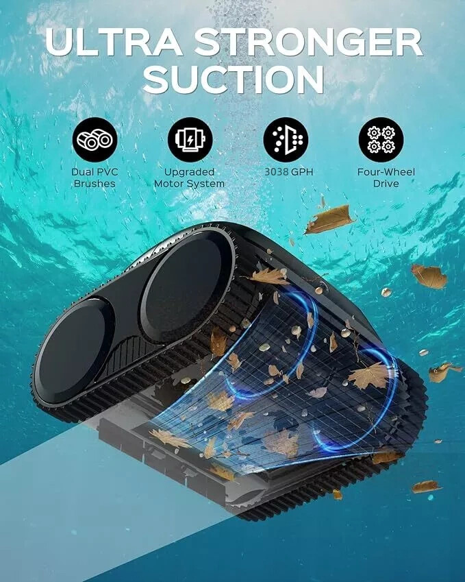 WYBOT C1 Wall Climb Cordless Pool Cleaner Robotic 4-in-1 Wall&Waterline Cleaning