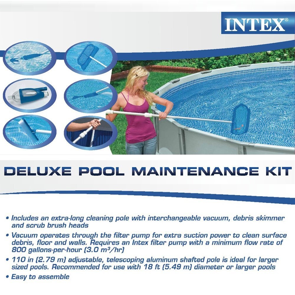 ***USEDOPEN BOX Intex Deluxe Cleaning Maintenance Swimming Pool Kit with Vacuum
