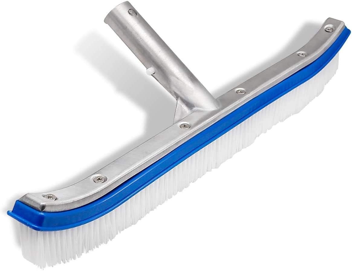 18-Inch Pool Wall & Tile Brush Heavy Duty Aluminum Nylon Bristle Cleaning Brush