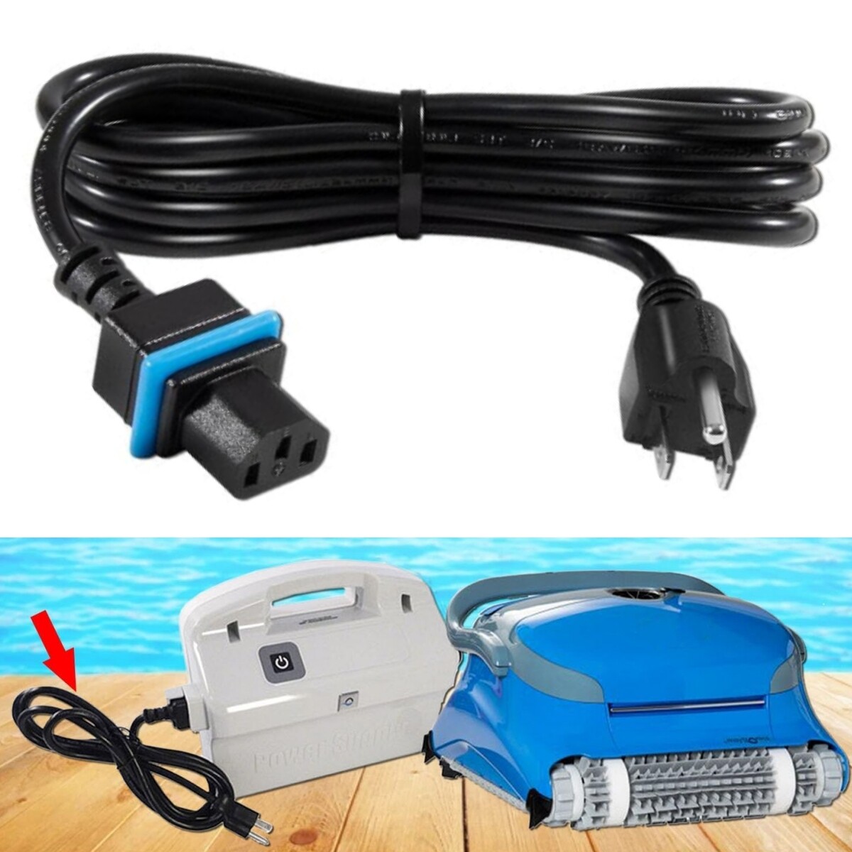 For Maytronics Dolphin Pool Cleaners, 58984402L Power Cord Digital Power, Black