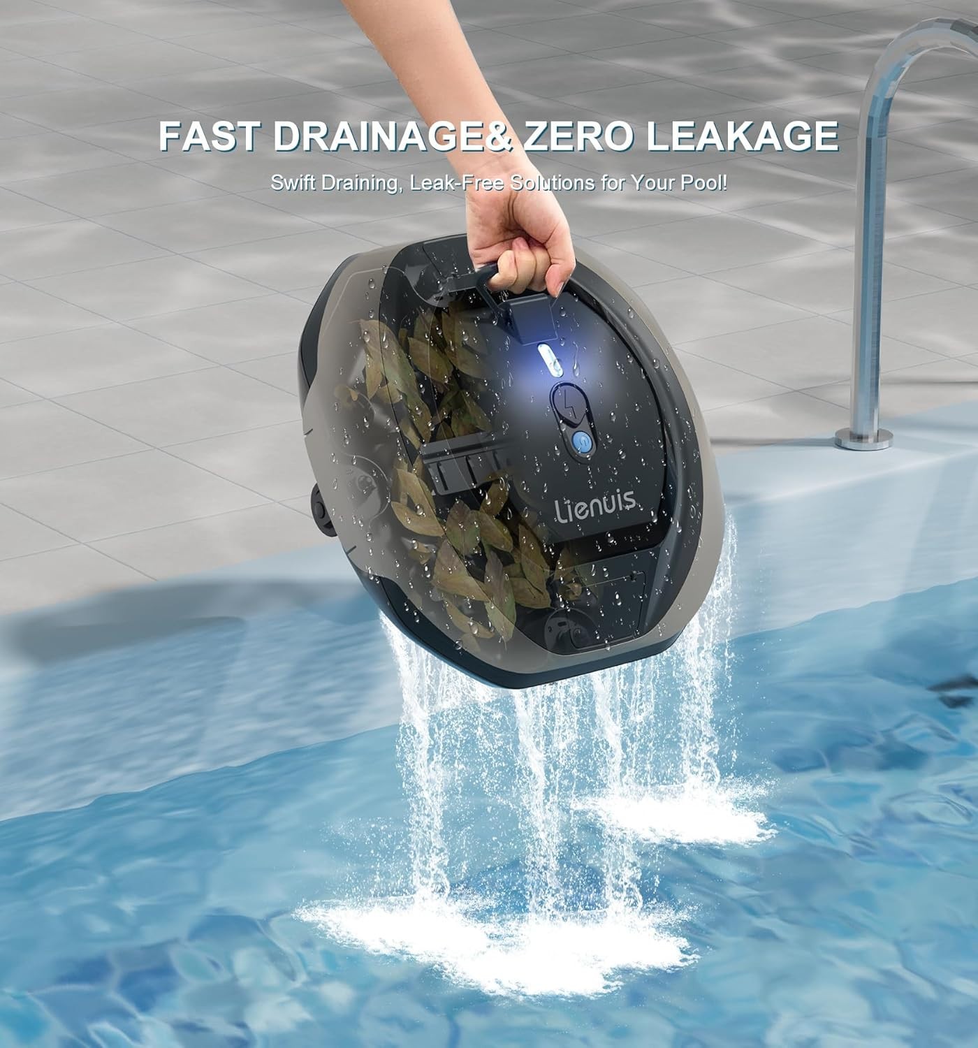 Cordless Pool Cleaner Robot, Robotic Pool Cleaner, Self-Parking, 90 Mins Runtime