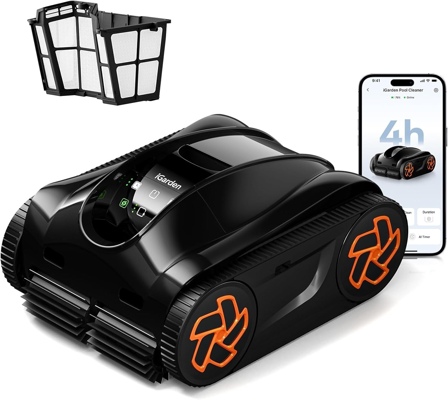 iGarden Cordless Robotic Pool Cleaner, 4H Runtime AI Navigation, Floor & Walls