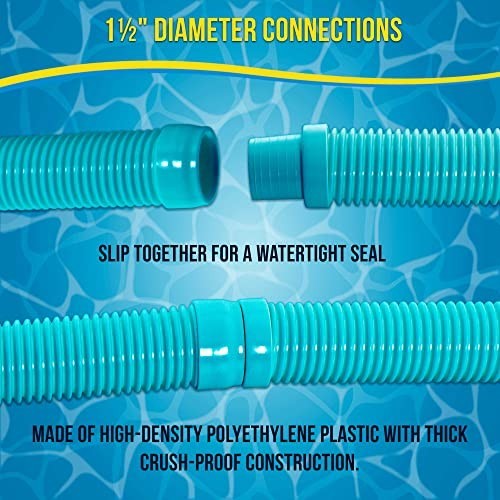 Pool Vacuum Hose 8 Piece Set 40 Inch Sections 1.5 In 26 Feet Total Teal
