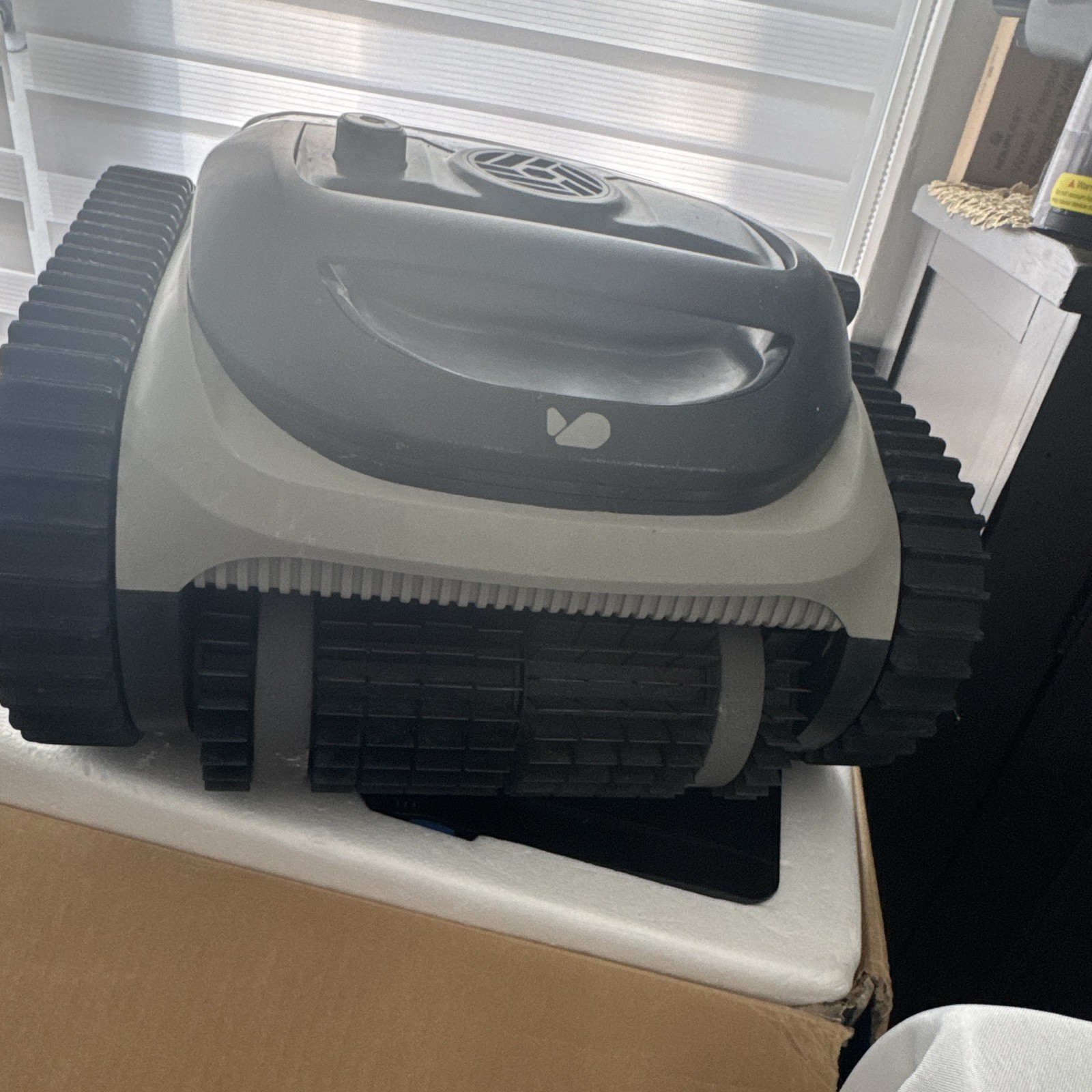 Cordless Robotic Pool Cleaner for In-Ground Pools, Floor Use, Gray/Black