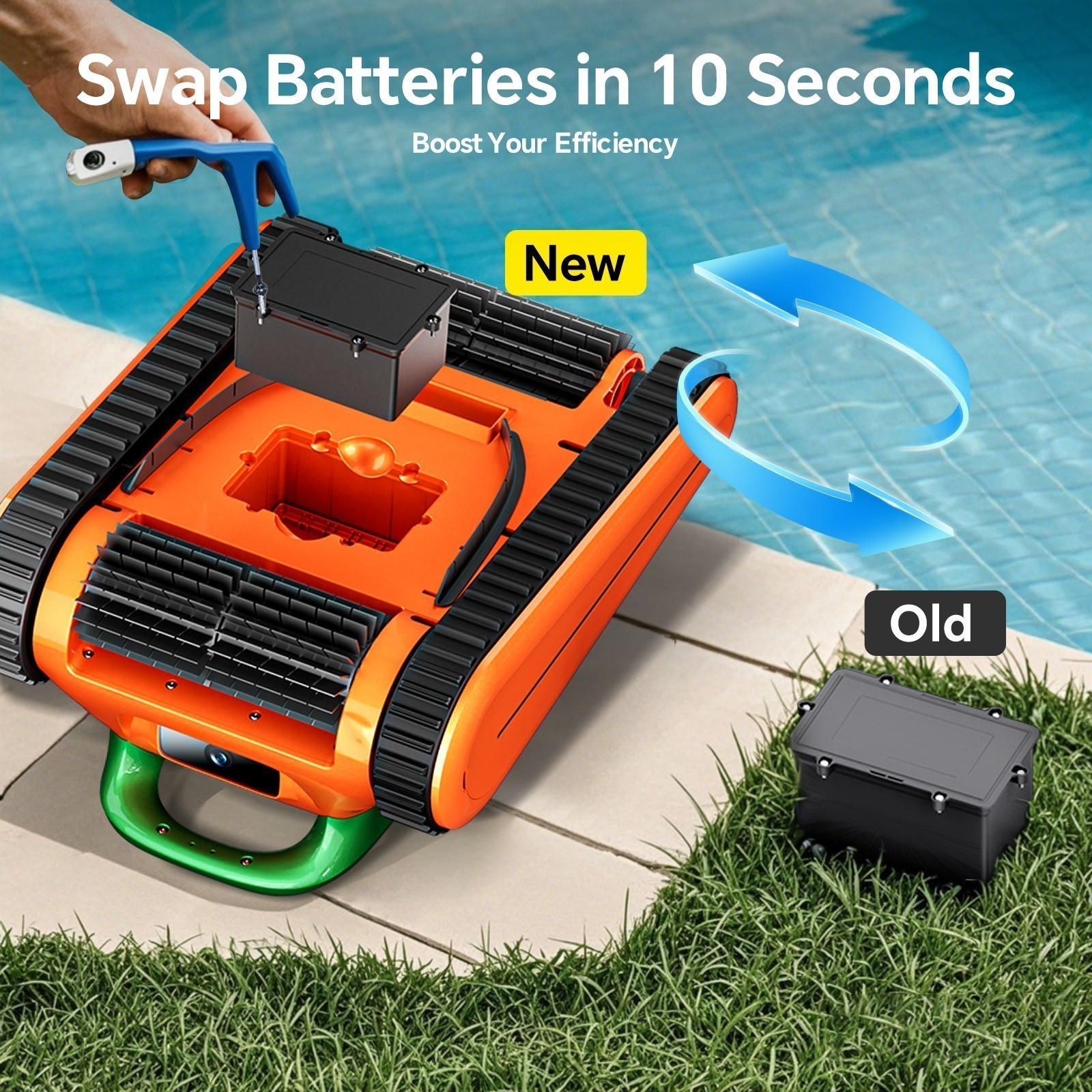 Seauto Cordless Robotic Pool Vacuum Cleaner 45000Pa Suction Wall Climbing w/APP