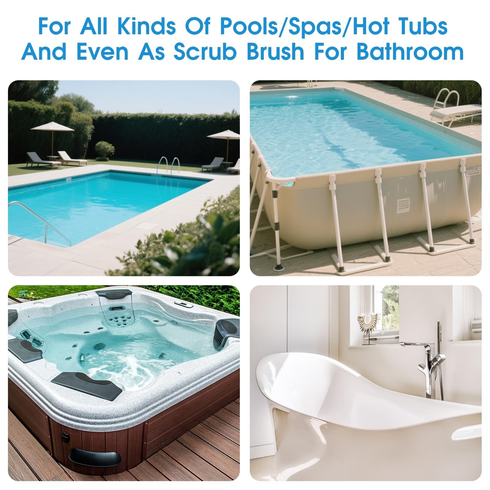 Pool Brush Head Round Small Stiff Wavy Bristles Corners Steps Spas Tiles