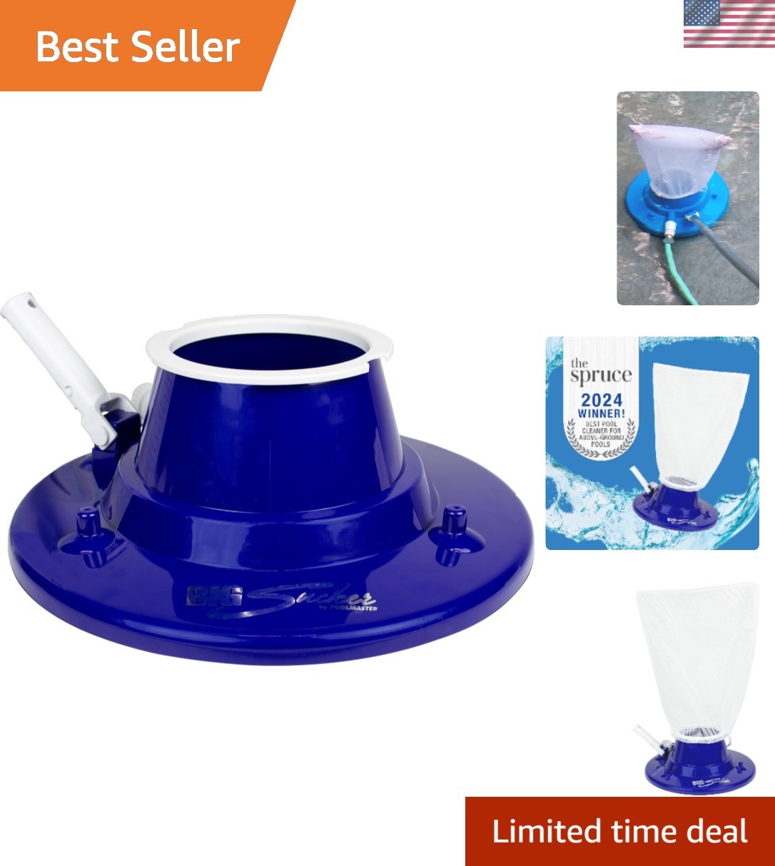 28300 Big Sucker Manual Swimming Pool Leaf Vacuum Head, Blue