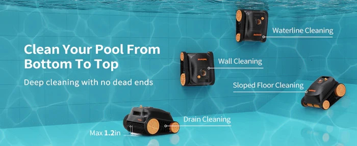 Nebula Cordless Robotic Pool Cleaner Wall Climbing Waterline 3H Runtime